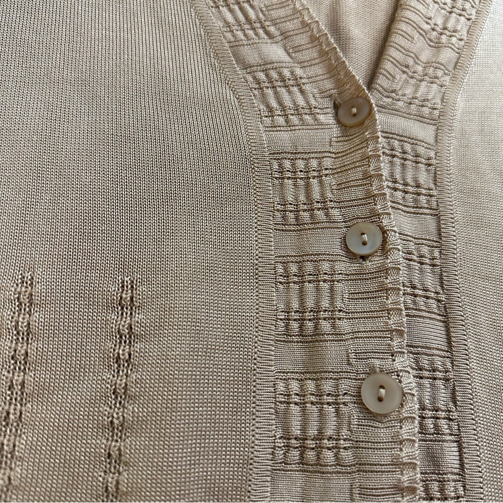 Talbots Light Tan Gold Slinky Silky Lightweight Cardigan Sweater size XL - Picture 8 of 9